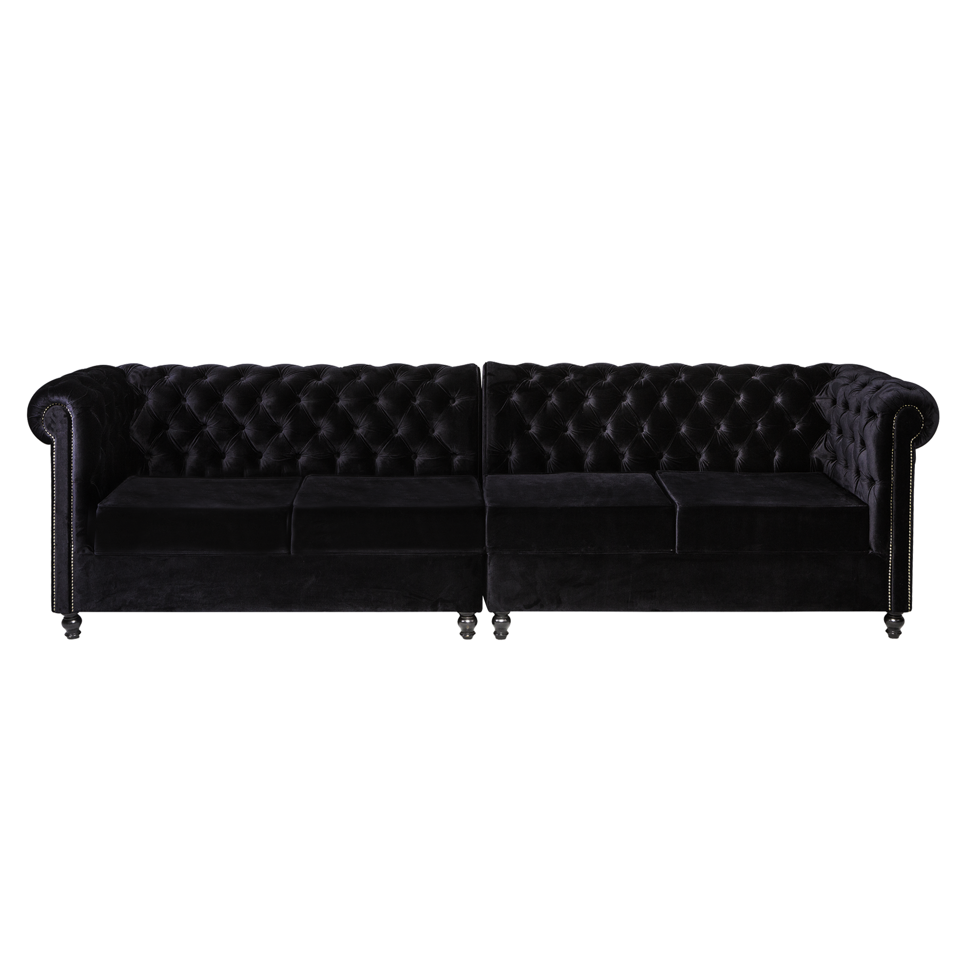 Sofá Chesterfield Veludo Preto - 3,20 x 0,85 x 0,85h(9)
