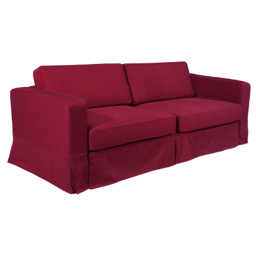 Sofá Eva Couro Branco Capa Componível Sarja Vinho