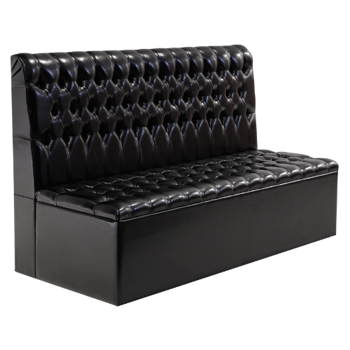 Sofá London Couro Preto Capitonê - Módulo Preto - 1,60 compr. x 0,67 larg. x 1,00h