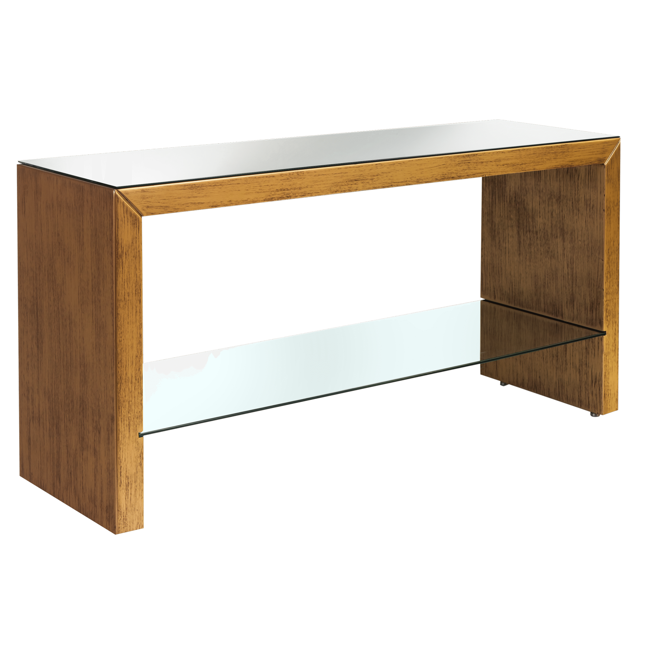 Sofá Table Madeira Natural com Tampo Espelho - 1,50 x 0,45