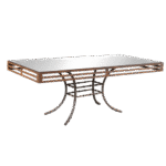 Tampo Espelho Bronze com Moldura Ferro Envelhecido e Base Bambu Ferro