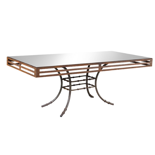 Tampo Espelho Bronze com Moldura Ferro Envelhecido e Base Bambu Ferro - 2,00 x 1,00 x 0,75h