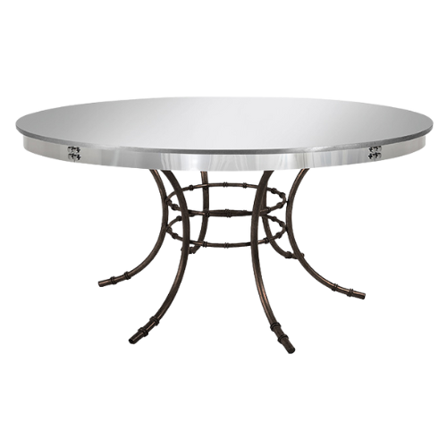 Tampo Espelho com Borda Espelhada e Base Bambu - 1,60m diâmetro x 0,75h