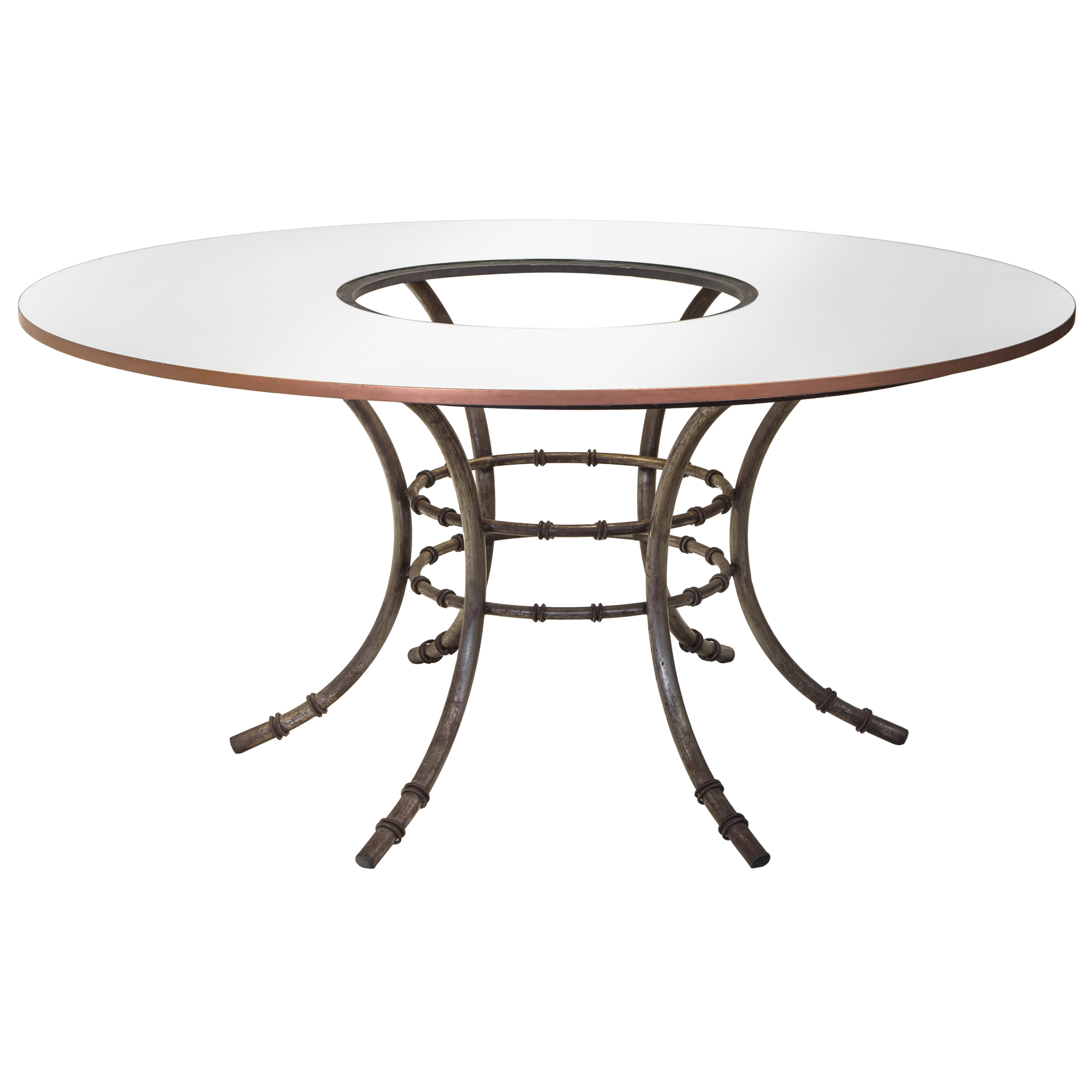 Tampo Espelho com Furo e Base Bambu Ferro Cinza - 1,60 diâmetro