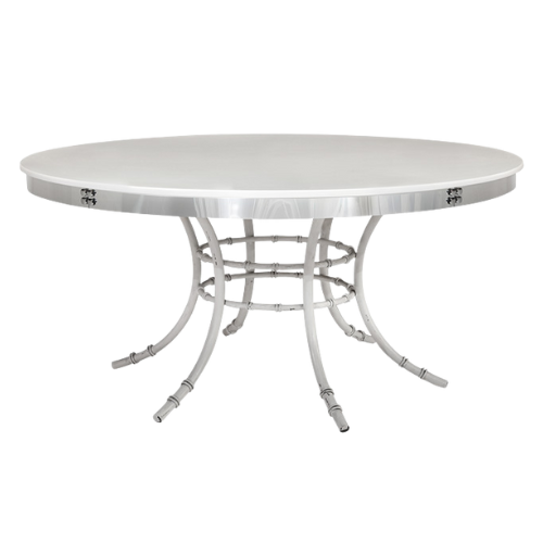 Tampo Laca Branca com Borda Espelhada e Base Bambu Branca - 1,60m diâmetro x 0,75h