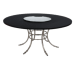 Tampo Laca com Furo e Centro de Espelho Côncavo com Base Bambu Ferro Cinza