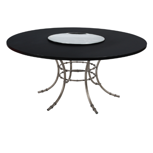 Tampo Laca com Furo e Centro de Espelho Côncavo com Base Bambu Ferro Cinza - 1,60m diâmetro x 0,75h