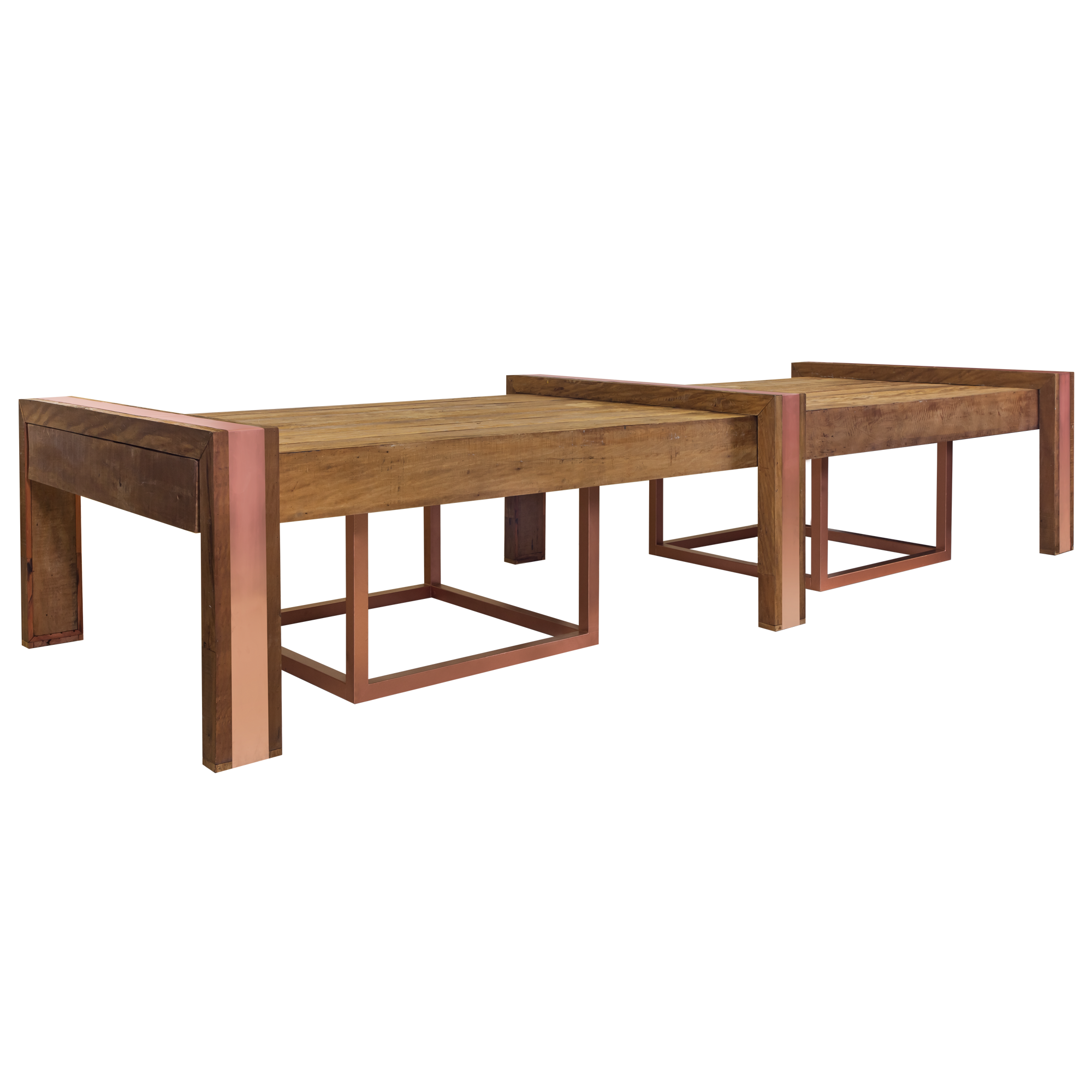 Tampo Madeira Demolição com Acabamento Friso Cobre 4,40 x 1,40 Extensiva até 6,60 x 1,40 com Base Cubo Aresta 1,00 x 1,00 (1)