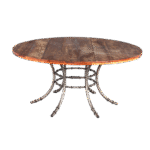 Tampo Madeira de Demolição com Base Bambu Ferro Cinza