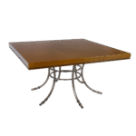 Tampo Quadrado Madeira com Base Bambu Ferro Cinza