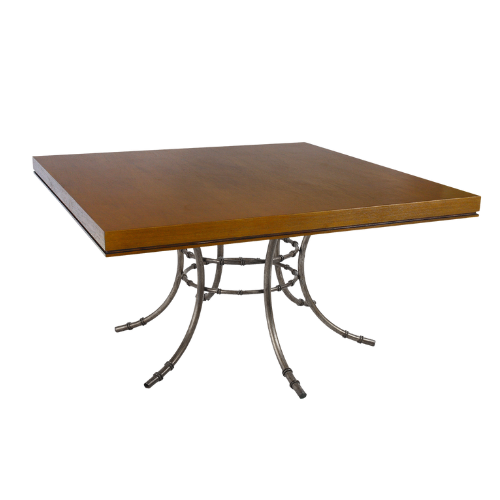 Tampo Quadrado Madeira com Base Bambu Ferro Cinza - 1,50 x 1,50 x 0,75h