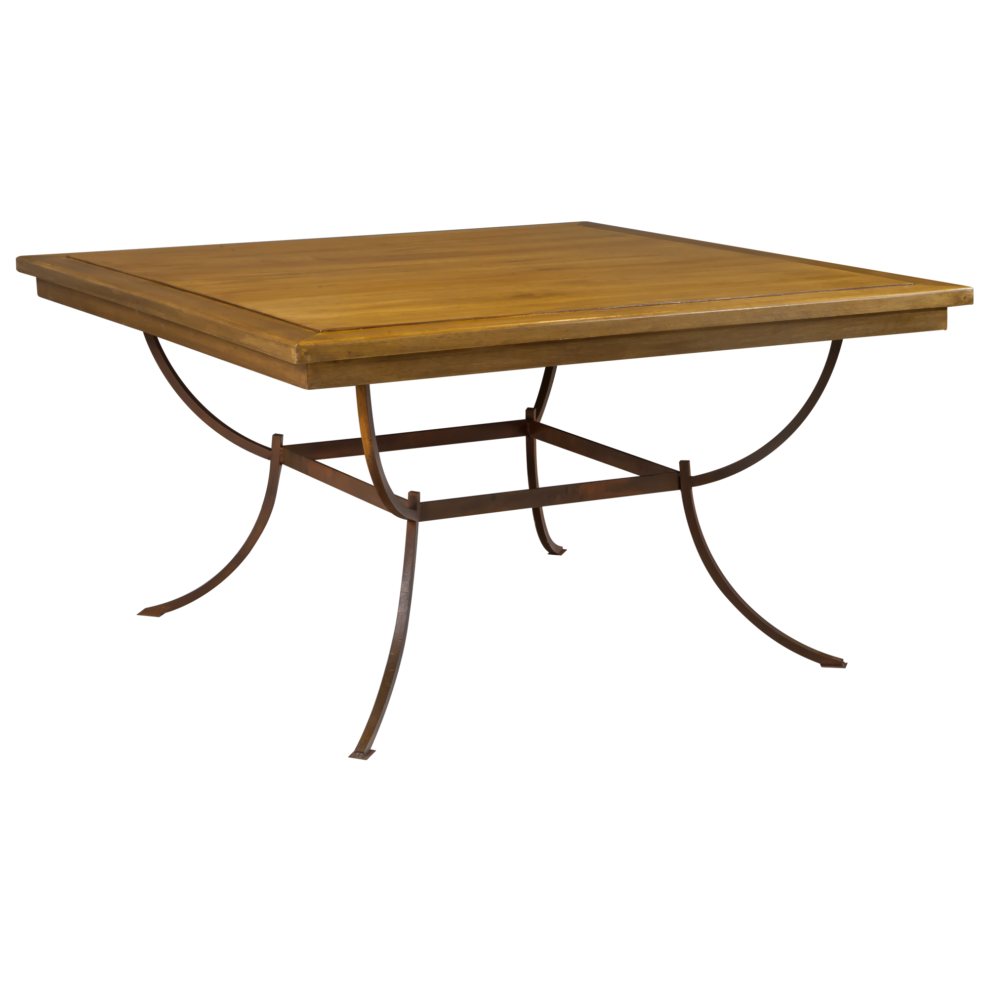 Tampo Quadrado de Madeira Ripado com Base de Ferro 1,40 x 1,40