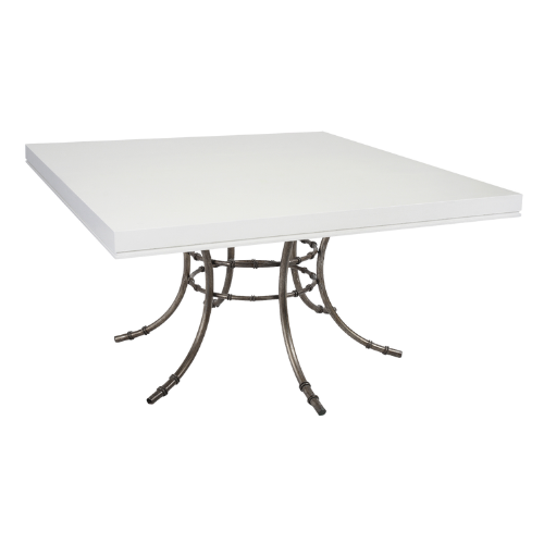 Tampo Quadrado em Laca Branca com Base Bambu Ferro Cinza - 1,50 x 1,50 x 0,75h