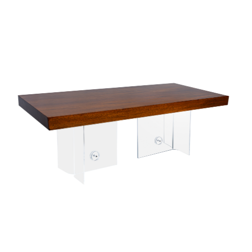 Tampo Retangular Madeira Natural com Base Acrílico Star - 2,00 x 1,00 x 0,75h