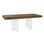 Tampo Retangular Madeira Natural com Base Curva Cristal