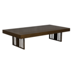 Tampo Mesa Centro Tampo Retangular Madeira Natural com Base Ferro Envelhecido