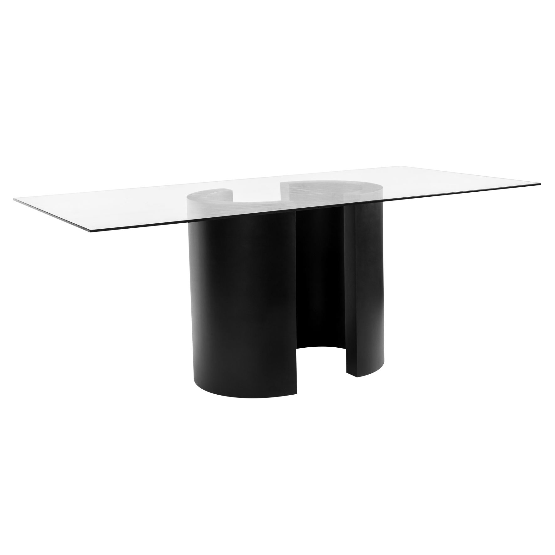 Tampo Vidro Retangular 2,00 x 1,00 com Base Curva Preta