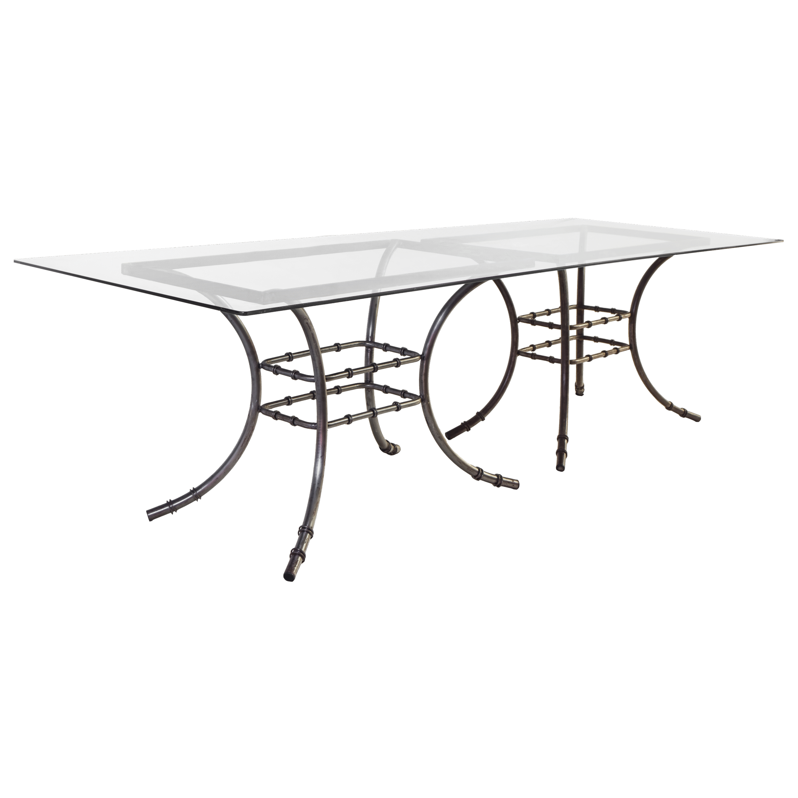 Tampo Vidro Transparente com Base Retangular Bambu Ferro - 3,00 x 1,00