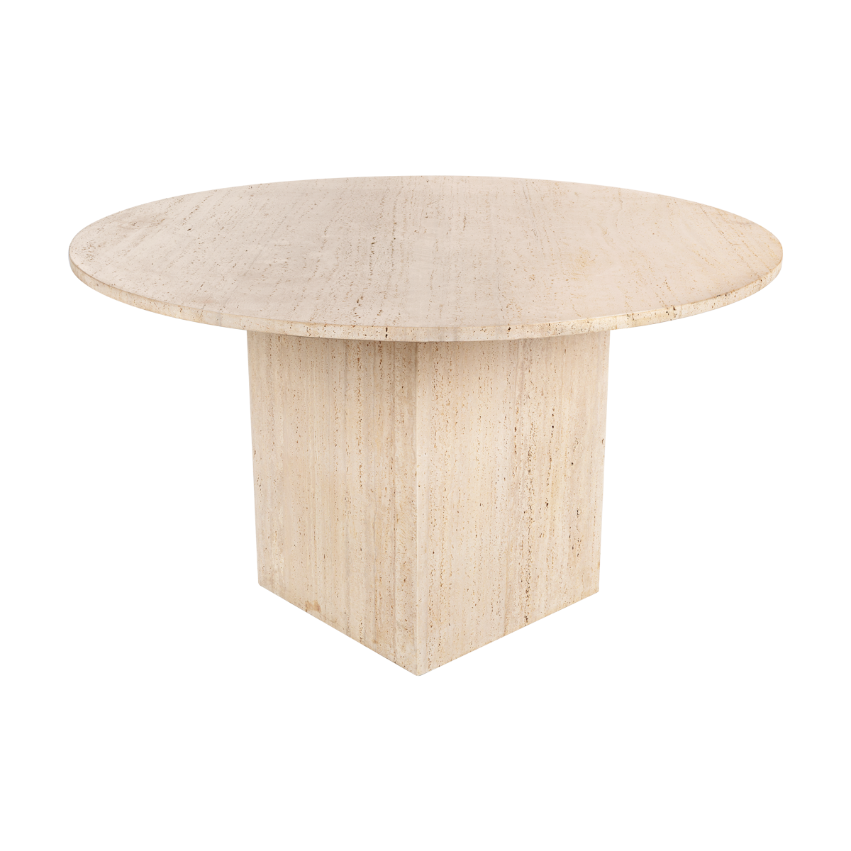 Tampo de Mármore Travertino Bege 1,30d com Base Cubo Travertino Bege 0,50 x 0,50 x 0,72a (2)