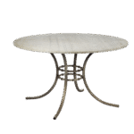 Tampo Mármore Travertino Bege com Base Bambu Ferro Cinza