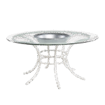 Tampo de Vidro com Furo e Bacia com Base Bambu Branca