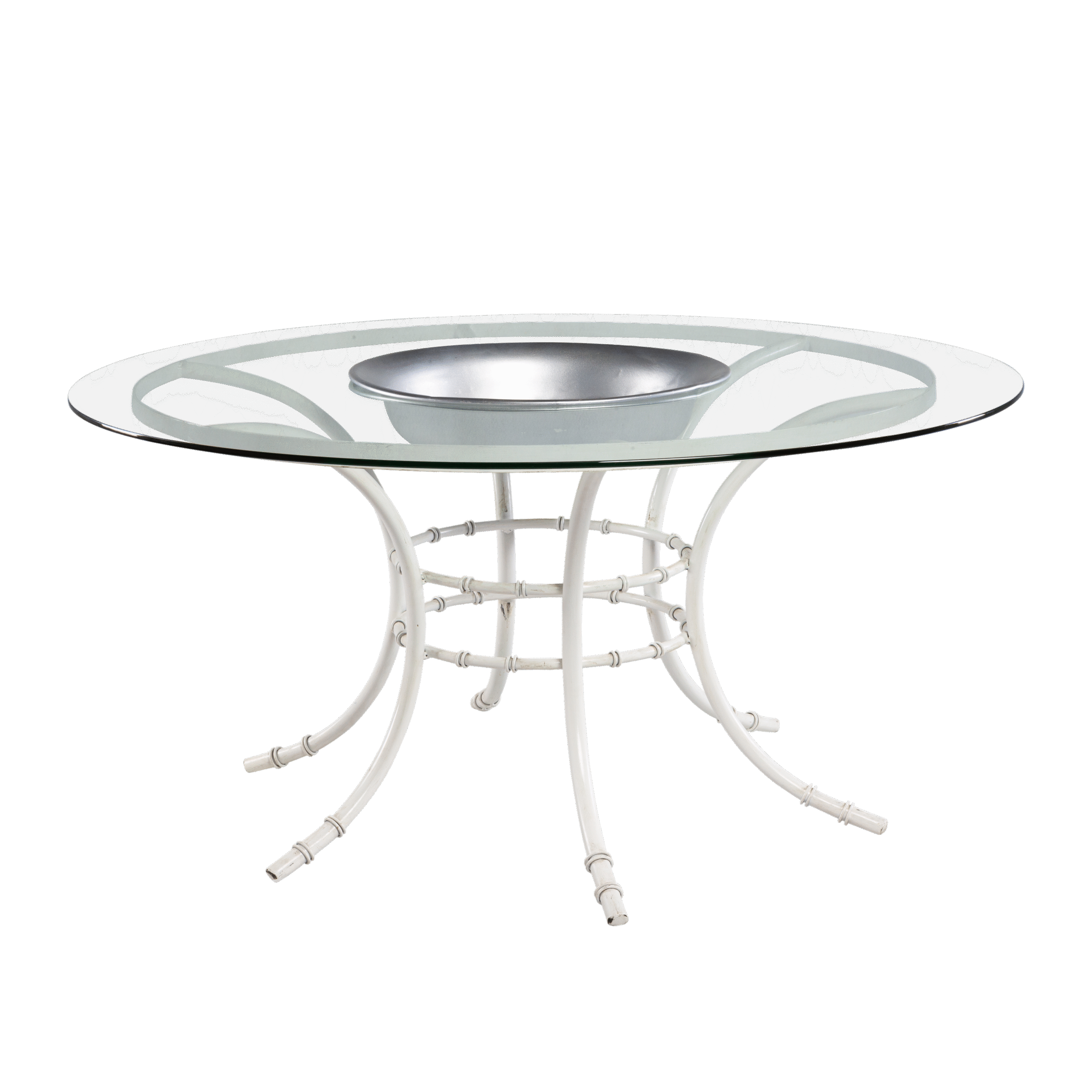 Tampo de Vidro 1,60 com Base Bambu Branca e Bacia