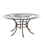 Tampo de Vidro com Furo e Centro de Espelho Côncavo com Base Bambu Ferro Cinza