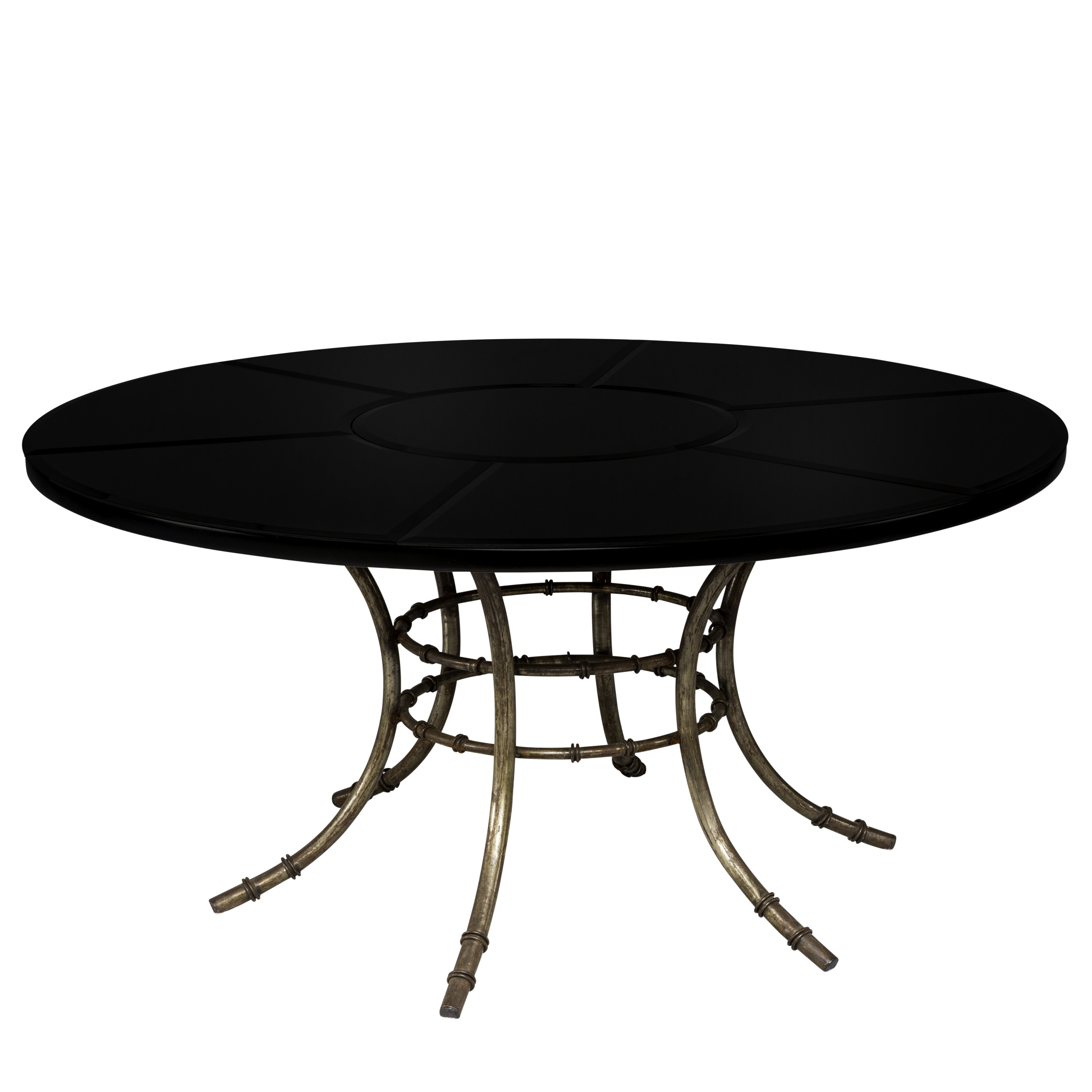 Tampo de Vidro Bisotê Preto 1,60 diametro com Base Bambu c