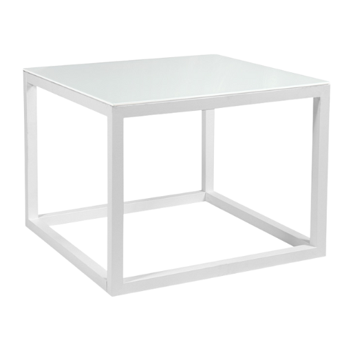 Tampo de Vidro Branco com Base Cubo Aresta Grande - 1,00 x 1,00 x 0,75h