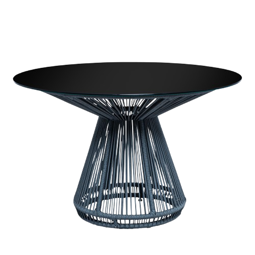 Tampo de Vidro Preto com Base Grace Cinza - 1,20m diâmetro x 0,75h