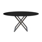 Tampo de Vidro Preto com Base "X" Ferro Dourado Envelhecido