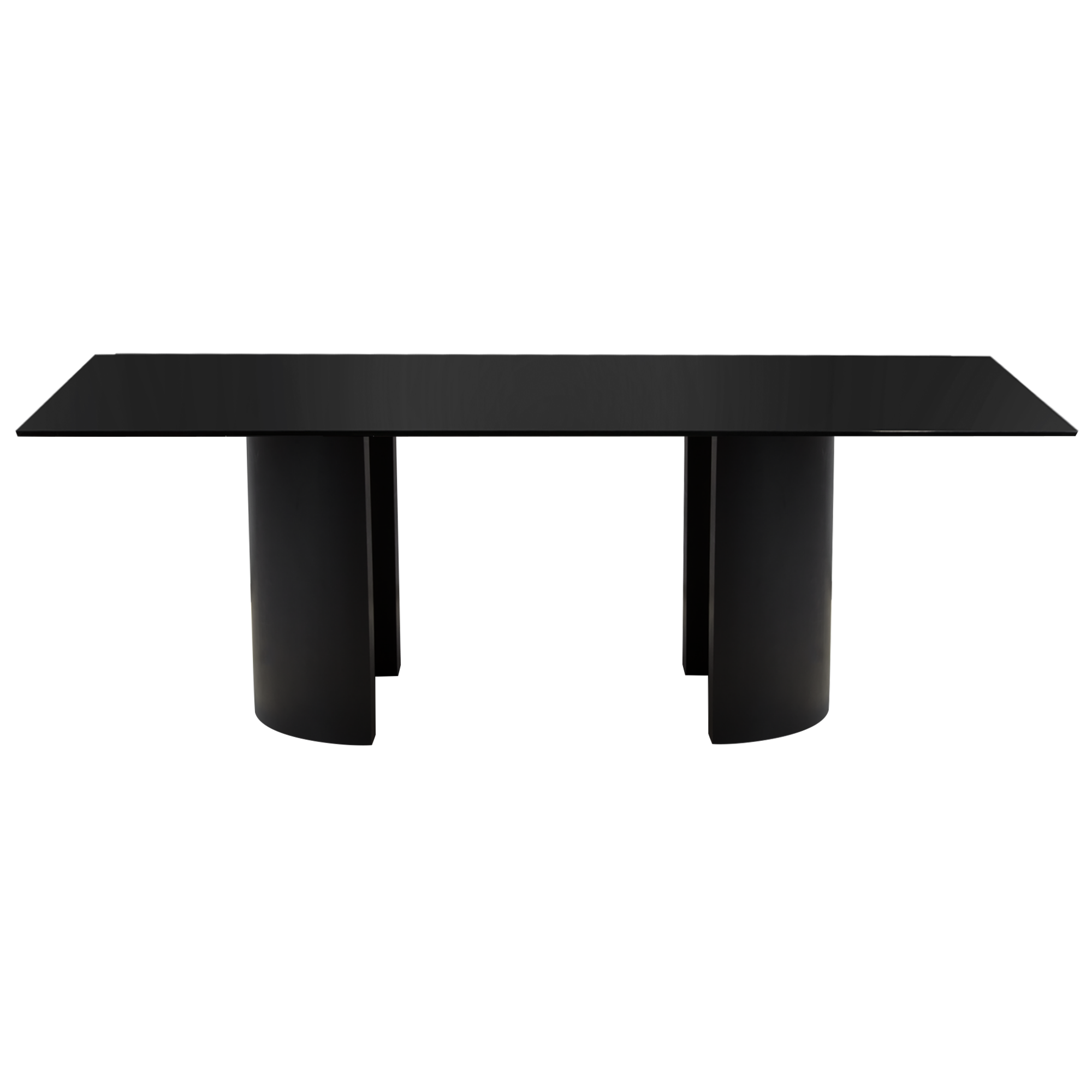 Tampo de Vidro Preto_2,00x1,00 com Base Curva Preta