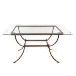 Tampo de Vidro Quadrado Transparente com Base Quadrada Ferro