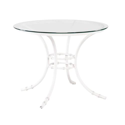 Tampo de Vidro Transparente com Base Bambu Branca - 1,00m diâmetro x 0,75h