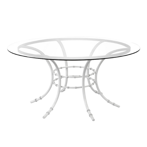 Tampo de Vidro Transparente com Base Bambu Branca - 1,60m diâmetro x 0,75h