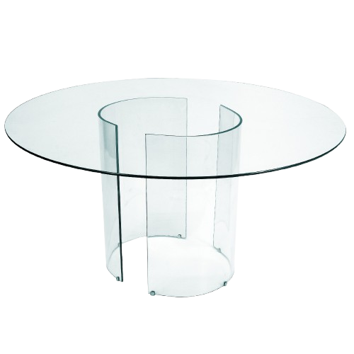 Tampo de Vidro Transparente com Base Curva Cristal - 1,60m diâmetro x 0,75h