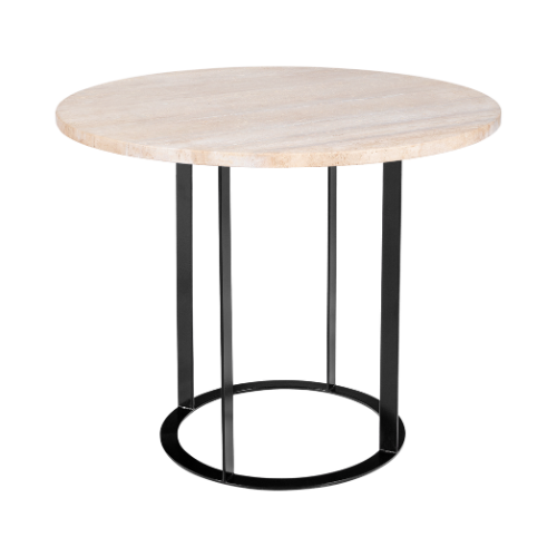 Base Dani com Tampo Mármore Travertino Bege - 0,70m diâmetro x 0,55h