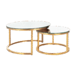 Mesa Dubai Centro Ouro com Tampo Espelho - Conjunto