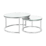 Mesa Dubai Centro Prata com Tampo Espelho - Conjunto