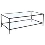 Mesa Ferro Preto Centro com Vidro