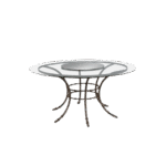 Tampo de Vidro com Furo e Centro de Espelho Côncavo com Base Bambu Ferro Cinza