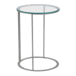 Mesa Ana Eliza Prata com Tampo Vidro