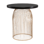 Mesa Gaiola Ouro Velho com Tampo Laca Preta