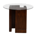 Tampo de Vidro Transparente com Base Elle Madeira