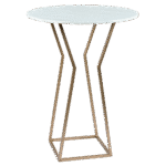 Bistrô Alto Base Ampulheta Dourada com Tampo Mármore Bege