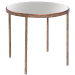 Mesa Redonda Ferro Ouro Velho com Tampo Espelho Bronze