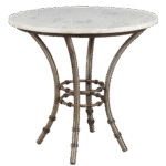 Bistrô Baixo Base Bambu Ferro Cinza com Tampo Mármore Branco