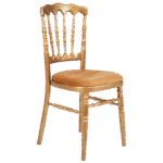 Cadeira Dior Ouro Velho com Assento Veludo Caramelo