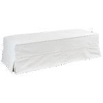 Pufe Retangular Couro Branco Capa Saia Sarja Cru