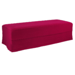 Pufe Retangular Couro Branco Capa Saia Sarja Vinho